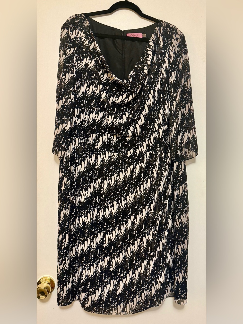 Eliza J Abstract Print Cowl Neck Dress